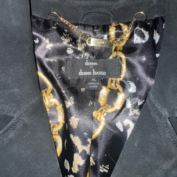 Dennis Basso Black Leather Trench Coat - Picture 3 of 8